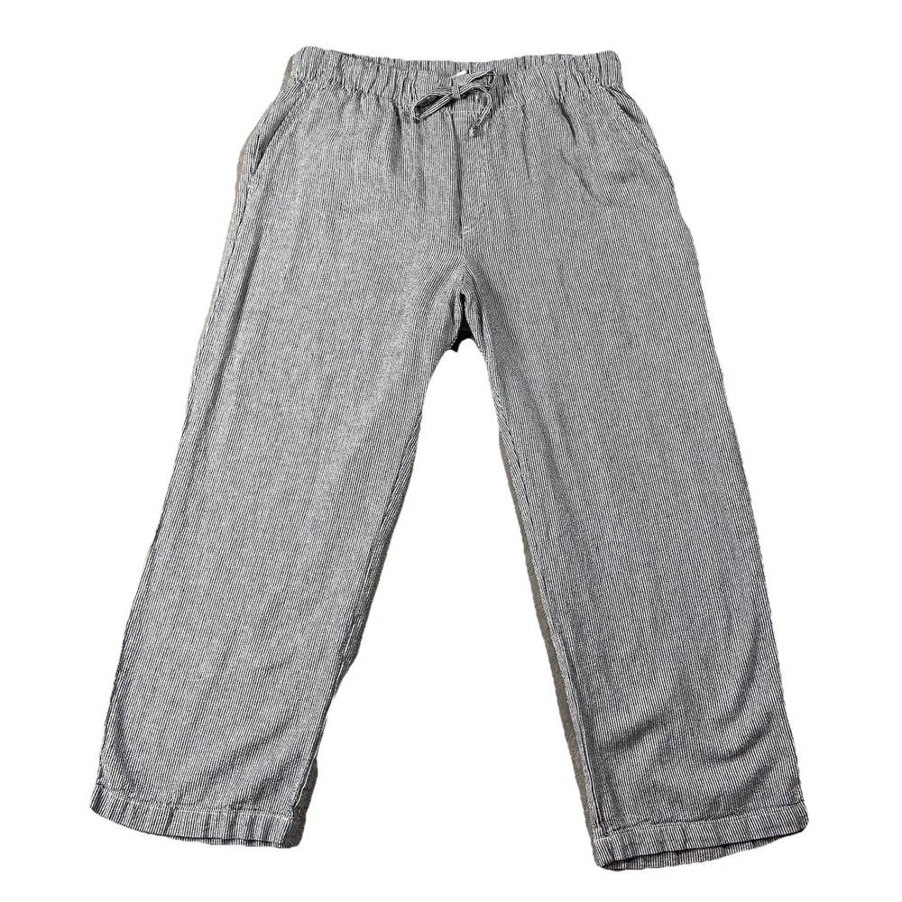 Gap Linen Blend Easy Pant Navy White Stripe Women's L Coastal Chic Resortcore